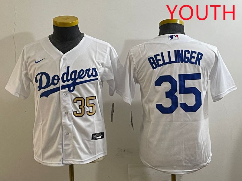 Youth Los Angeles Dodgers #35 Bellinger White Game 2025 Nike MLB Jersey style 1
